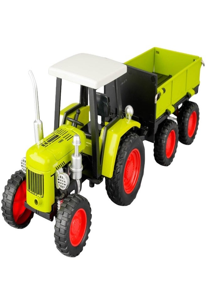 Onecado 1:24 Metal Farm Tractor Toy with Tipping Trailer Model Car Diecast Toy Cars for Boys BronzeFarms (Green) - Image 3